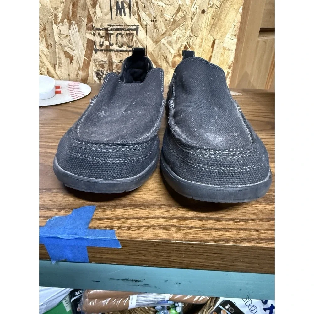Crocs Walu 11270 Mens 11 Black Canvas Slip On Loafers Boat Shoes Comfort